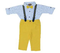 (HAVEit360) Full Sleeves UK Brand Stylist Baby Boys Classic Party Set (Shirt + Full Pant + Suspender + Bow Tie) For  00 Month To 05 Years