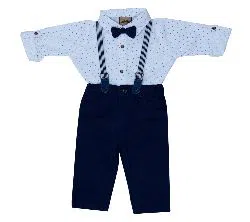 (HAVEit360) Stylist Baby Boys Classic Party Set (Shirt + Full Pant + Suspender + Bow Tie) For  00 Month To 05 Years