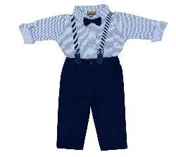 (HAVEit360) UK Brand Baby Boys Classic Party Set (Shirt + Full Pant + Suspender + Bow Tie) For  00 Month To 05 Years
