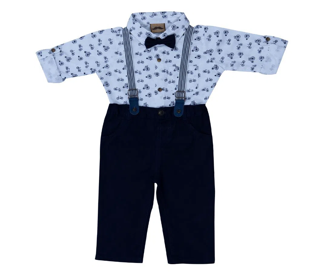 (HAVEit360) UK Brand Stylist Baby Boys Classic Party Set (Shirt + Full Pant + Suspender + Bow Tie) For  00 Month To 05 Years