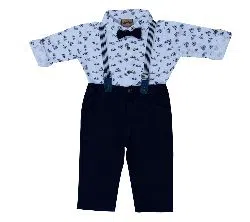 (HAVEit360) UK Brand Stylist Baby Boys Classic Party Set (Shirt + Full Pant + Suspender + Bow Tie) For  00 Month To 05 Years