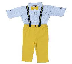 (HAVEit360)  UK Brand Baby Boys Party Set (Shirt + Full Pant + Suspender + Bow Tie) For  00 Month To 05 Years