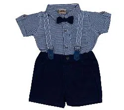 UK Brand Baby Boys Classic Party Set (Shirt + Short Pant + Suspender + Bow Tie) For  00 Month To 05 Years