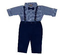 Good Quality & UK Brand Stylist Baby Boys Classic Party Set (Shirt + Full Pant + Suspender + Bow Tie) For  00 Month To 05 Years