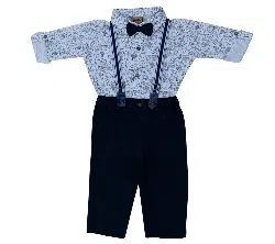 Full Sleeve UK Brand Stylist Baby Boys Party Set (Shirt + Full Pant + Suspender + Bow Tie) For  00 Month To 05 Years