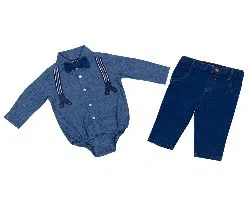 UK Brand Baby Boys Clothing Sets Romper Party Dress (Shirt + Full Pant + Bow Tie)