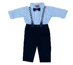 (HAVEit360) Cotton & UK Brand Baby Boys Classic Party Set (Shirt + Full Pant + Suspender + Bow Tie) For  00 Month To 05 Years