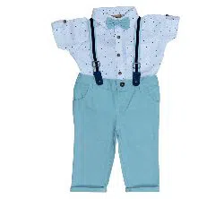 UK Brand Stylist Baby Boys Classic Party Dress Set (Shirt + Full Pant + Suspender + Bow Tie) For 3-6Month, 6-12Month,12-18M