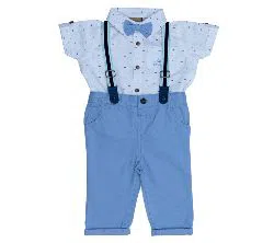 Baby Boys Party Dress Set (Shirt + Full Pant + Suspender + Bow Tie) For 3-6Month, 6-12Month,12-18Month