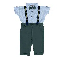 Baby Boys Classic Party Dress Set (Shirt + Full Pant + Suspender + Bow Tie) For 3-6Month, 6-12Month,12-18Month