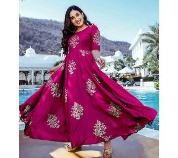 Unstitched Cotton Gown For Women 