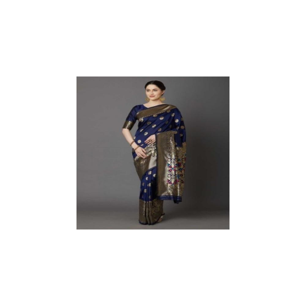 Printed Silk Saree with Blouse for Women
