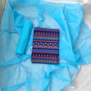Unstitched Aarong Cotton Salwar Kameez with Handloom Orna