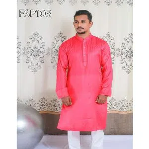 Semi Long Dhupiyan Silk Punjabi For Men
