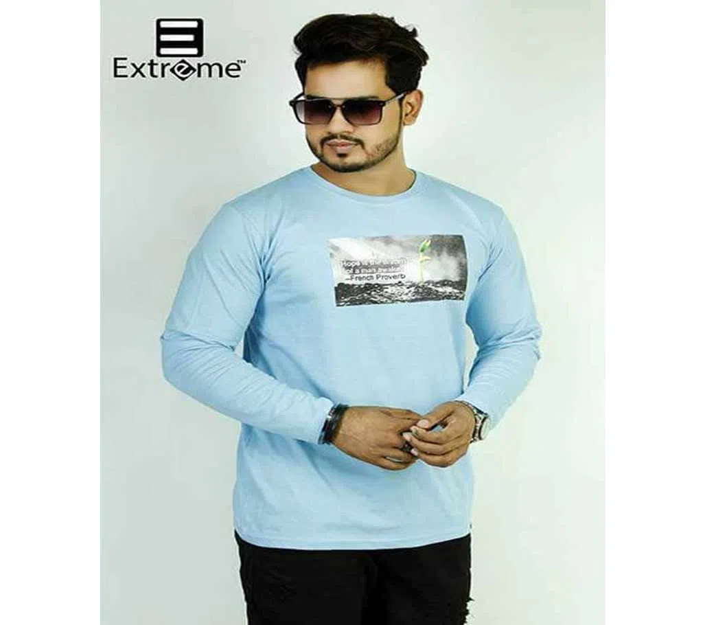 Full Sleeve T-Shirt Sky Blue color with print