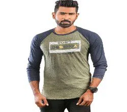 Full Sleeve T Shirt -Olive color with Navy Contrast