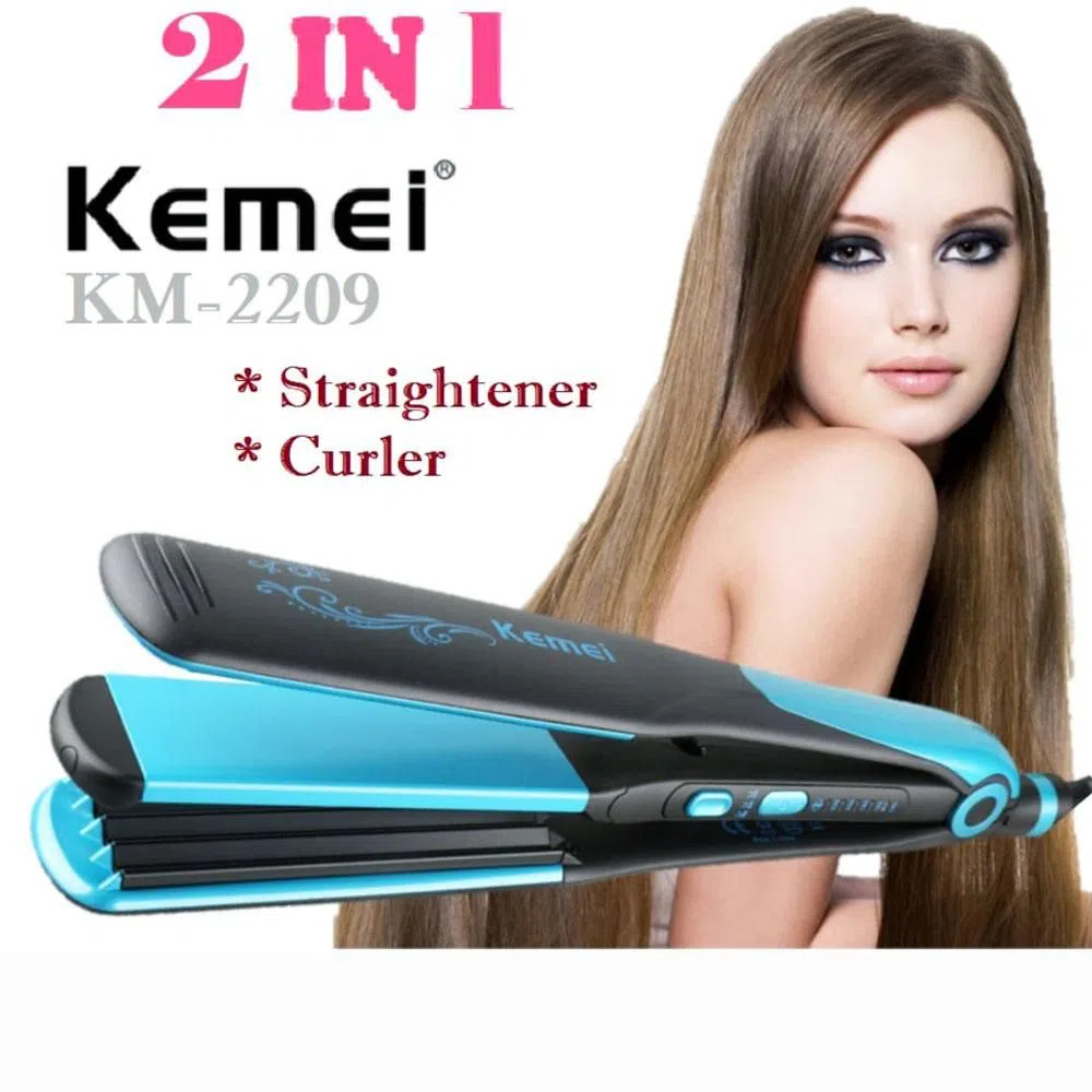 Kemei KM-2209 Hair Straightener Dual-use Hair Curler Hairdressing Tool Flat Iron