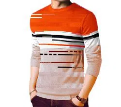 Full Sleeve Cotton Sweater For Men Orange 
