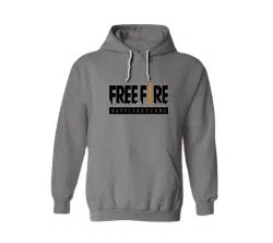 Mens Full Sleeve Hoodie-Freefire-Ash 