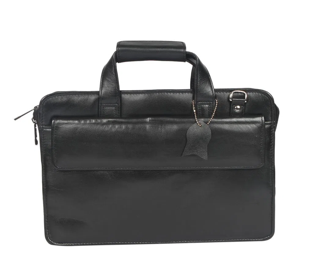 leather official laptop bag for men -Black 