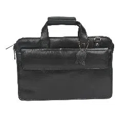 leather official laptop bag for men -Black 