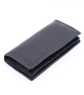 China Leather Long Shaped Wallet for Men - Black