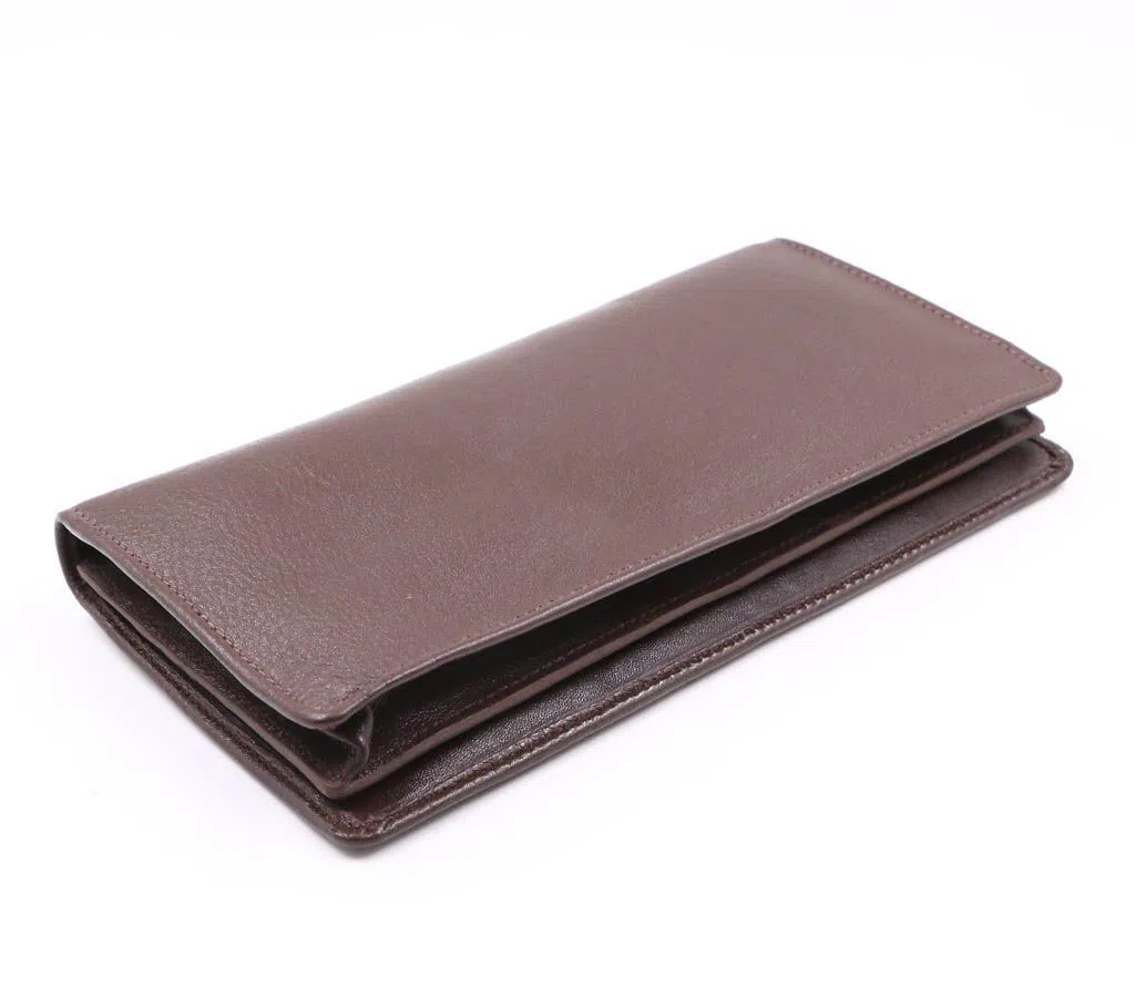 China Leather Long Shaped Wallet for Men - Chocolate