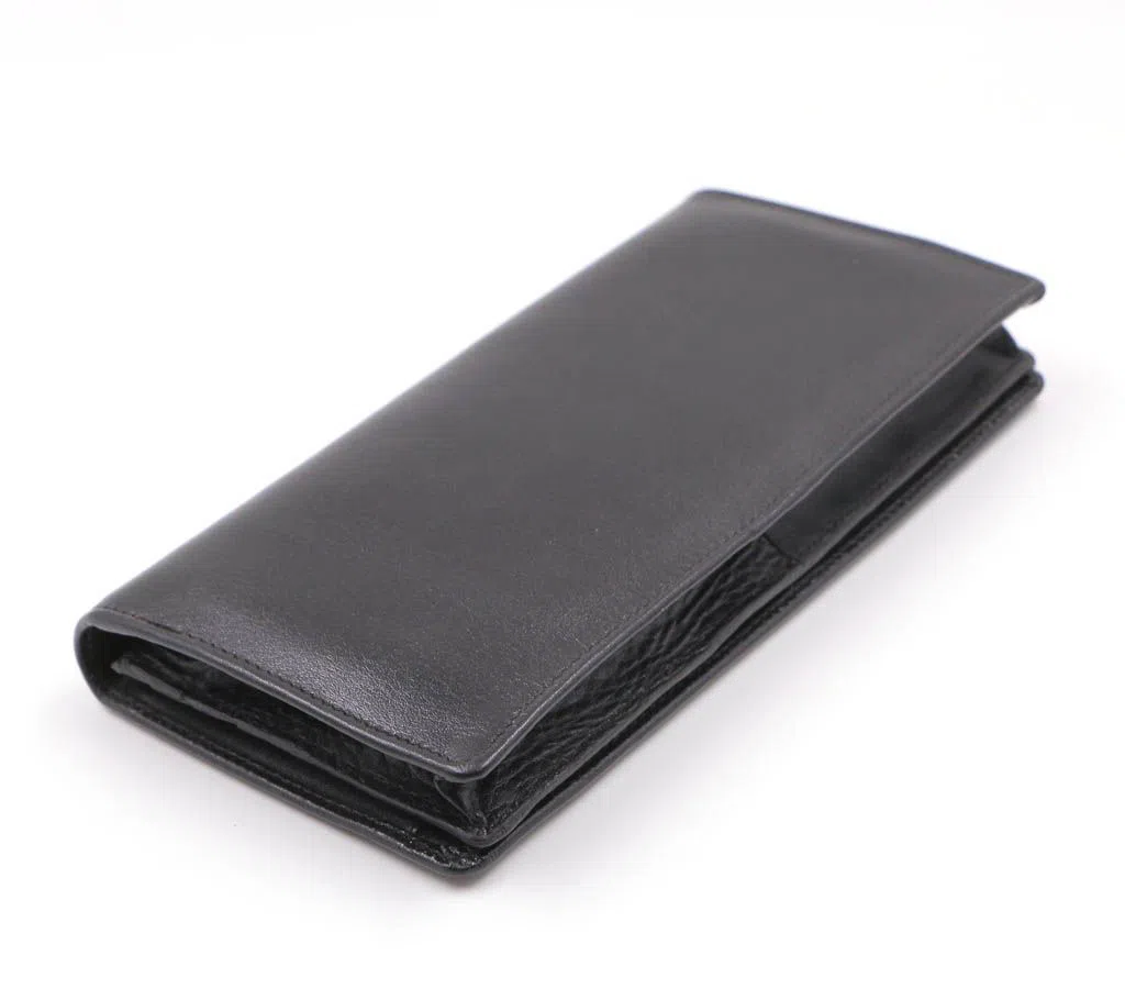 China Leather Long Shaped Wallet for Men - Black