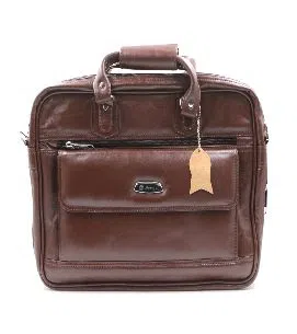 Leather 2 Chamber Official Bag for Man - Brown