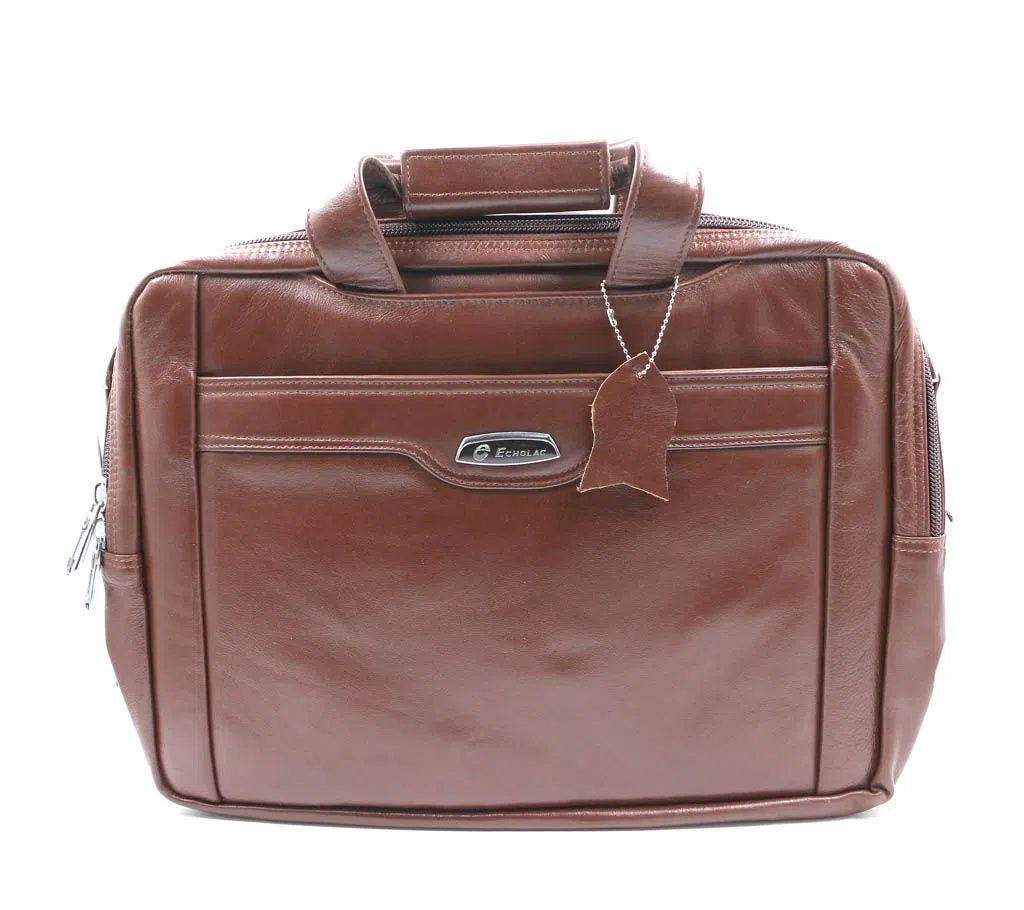 Leather 3 Chamber Official Bag for Man - Brown