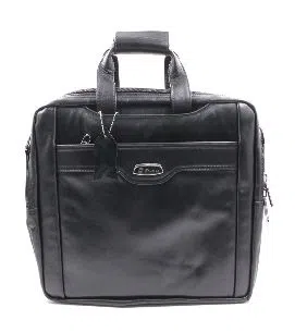 Leather 3 Chamber Official Bag for Man - Black