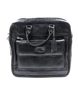 Leather 2 Chamber Official Bag for Man - Black