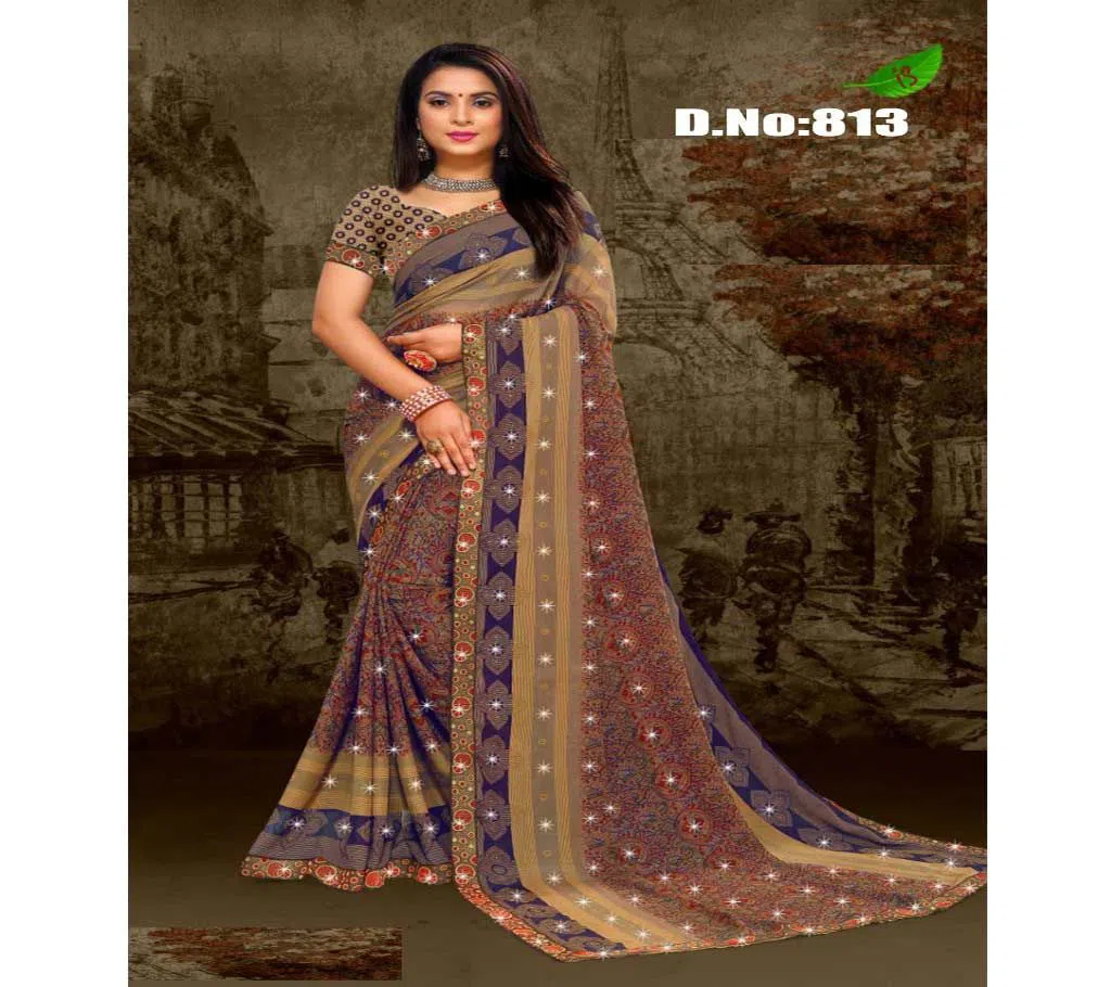 Weight Less Georgette Saree With Blouse Pcs