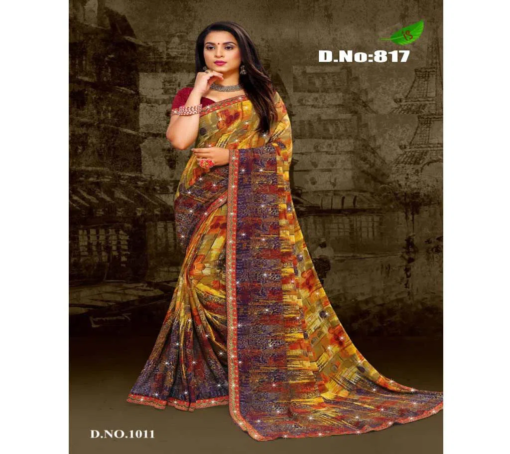 Weight Less Georgette Saree With Blouse Pcs