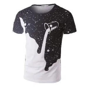 Cotton Casual Half Sleeve T-shirt for Men - Black & White 