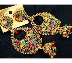 Multicolor Large size Earring for Woman Mina jhumka and Fashionable earring