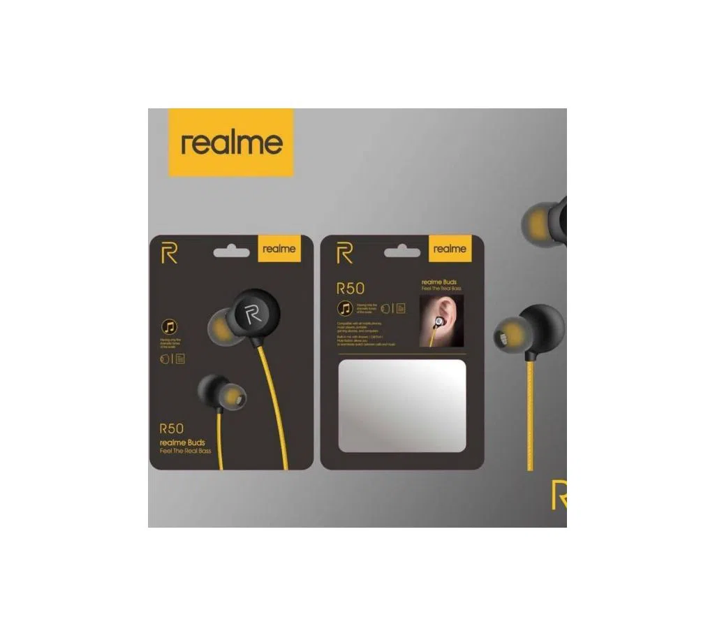 Realme R50 Yellow Wired Realme Buds Earphones