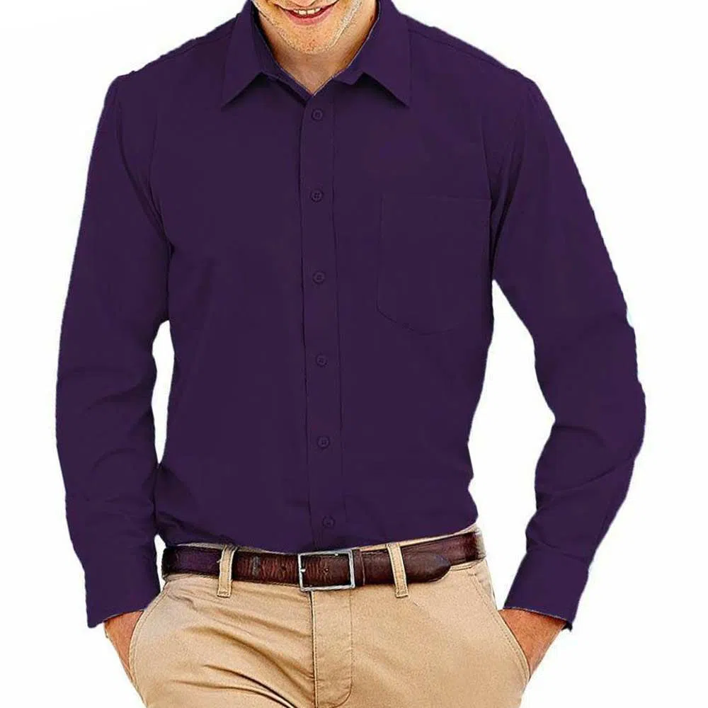 Long Sleeve Formal Shirts For Men-purple 