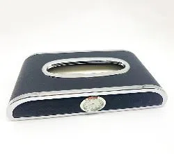 Car Leather Tissue Box With Clock and Phone Number Sticker