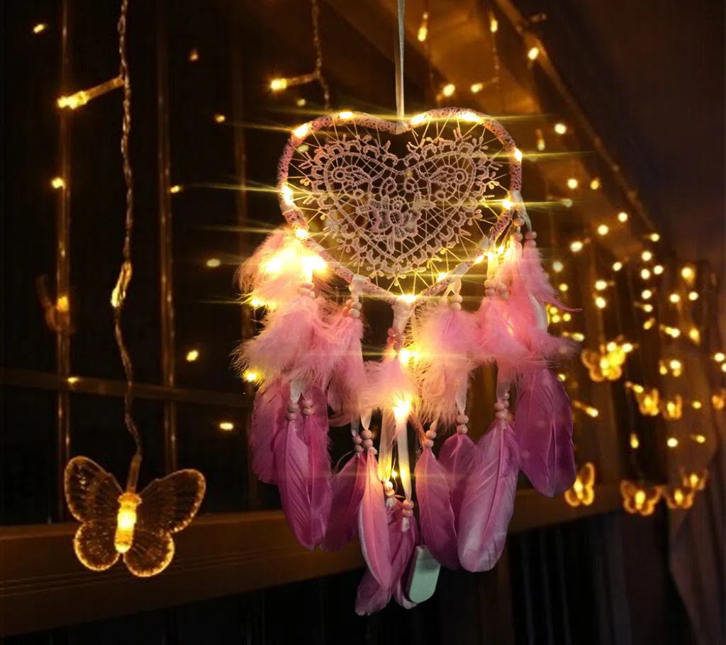 Glowing Dream catcher With LED Lights(Persian Pink).