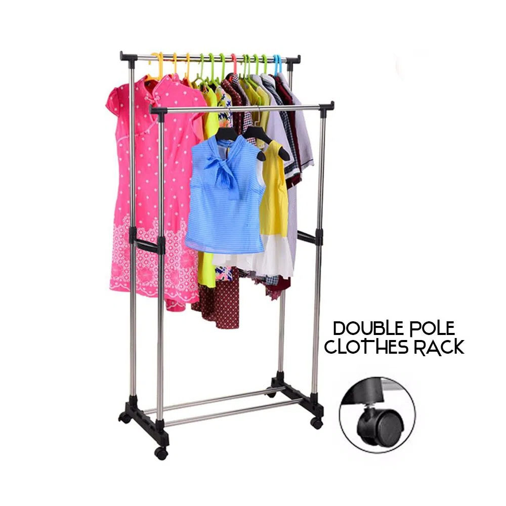 Double pole cloth rack