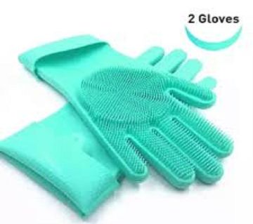 Reusable Multipurpose Magic Silicone Dishwashing Gloves Wash Scrubber Cleaning Gloves