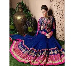 Navy Blue and Pink Soft Georgette Lehenga for Women 