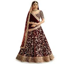 Unstitched Maroon Georgette Lahenga For Women