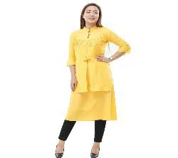 Unstitched Cotton Fabric and Comfortable Kurtis for Women(1 pcs) - Yellow 
