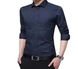  Cotton Long Sleeve Formal Shirt for Men-black 