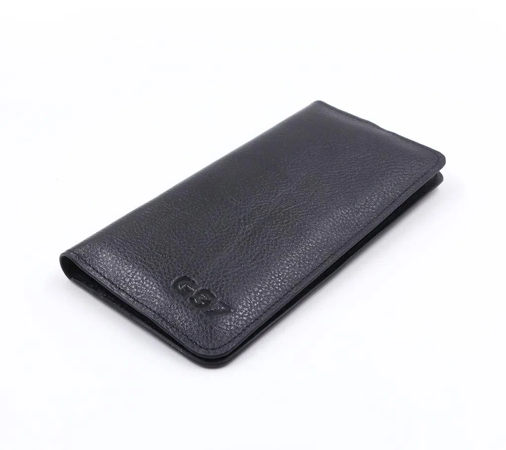 GS7 Leather Long Wallet - Slim Leather Long Wallet Cum Mobile Cover for Unisex - Black