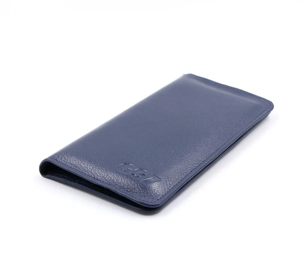 GS7 Leather Long Wallet - Slim Leather Long Wallet Cum Mobile Cover for Unisex - Blue