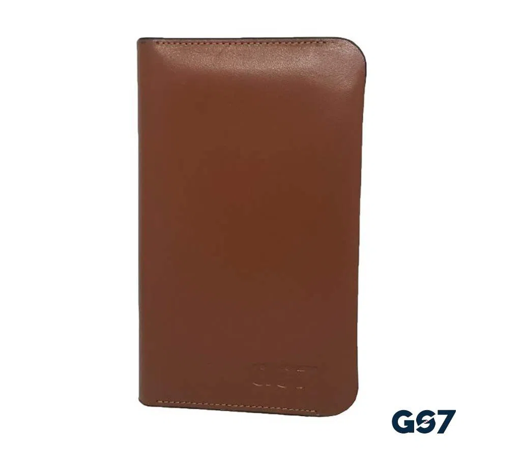 GS7 Mens Genuine Leather Long Wallet for Phone, Bills and Credit Cards - Brown