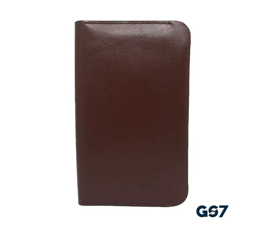 GS7 Mens Genuine Leather Long Wallet for Phone, Bills and Credit Cards - Chocolate